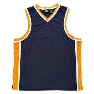 Athletech Navy Blue with Gold & White Trim Sleeveless Basketball Jersey Men’s XL